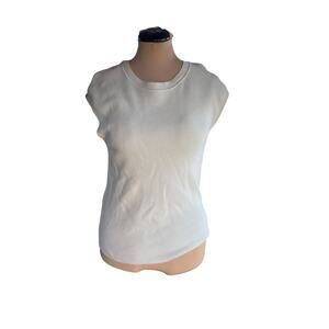 Banana Republic Sweater Vest Top Sz L - White, Office Siren, Minimalist, Preppy